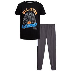 NEW Pro Athlete Boys 2 Piece Set Tshirt and Pants Black and Gray Basketball Sz 8